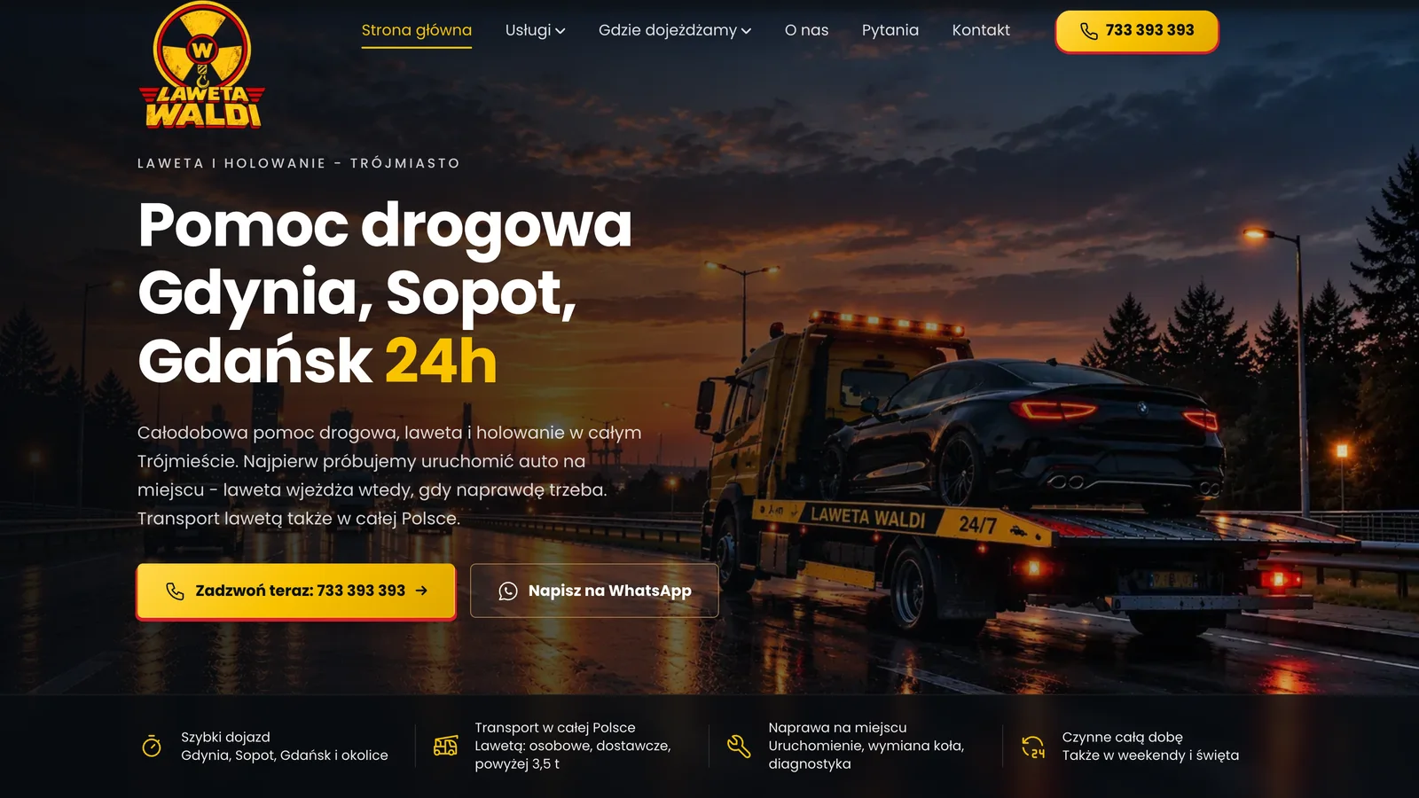 Strona Laweta Waldi - zrzut ekranu