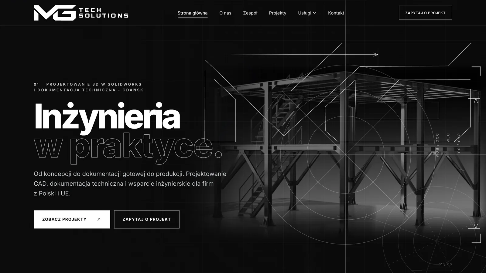Strona MG Tech Solutions - zrzut ekranu