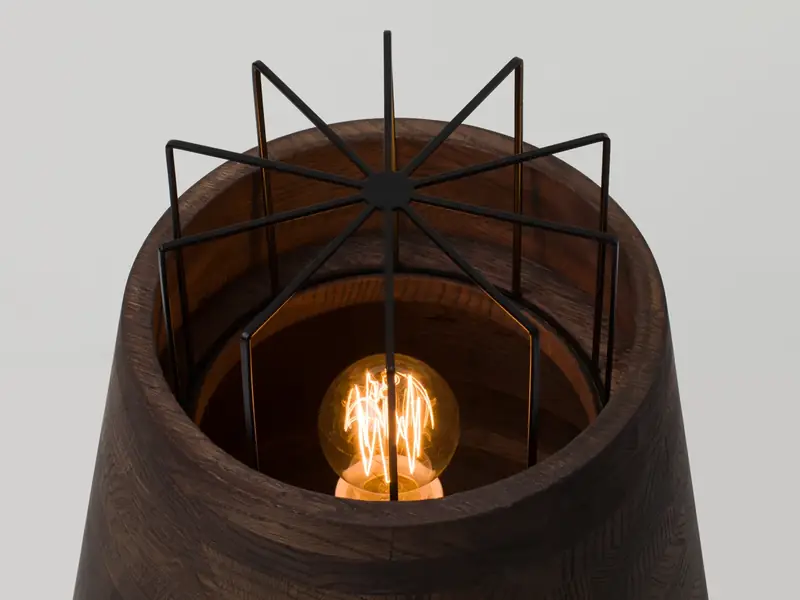 Lampa podłogowa Bullet Big z litego drewna - zdjęcie 4