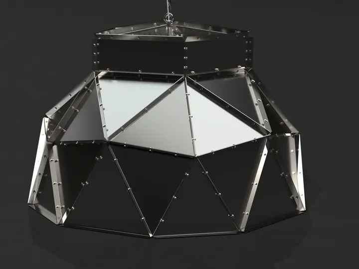 Lampa UFO z paneli stalowych - wizualizacja 3D
