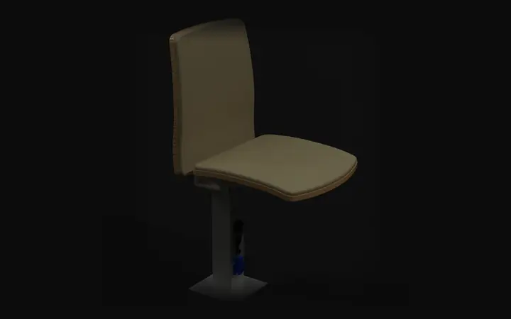 Fotel na stalowej kolumnie z gniazdami zasilania - wizualizacja 3D