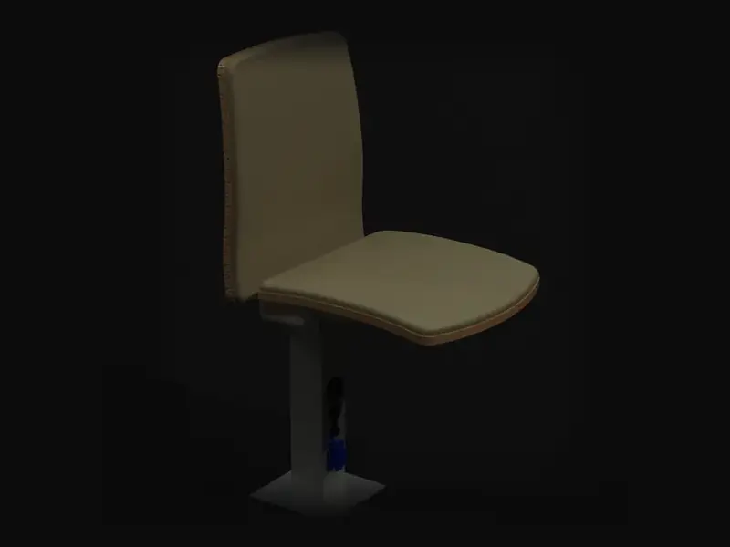Fotel na stalowej kolumnie z gniazdami zasilania - wizualizacja 3D