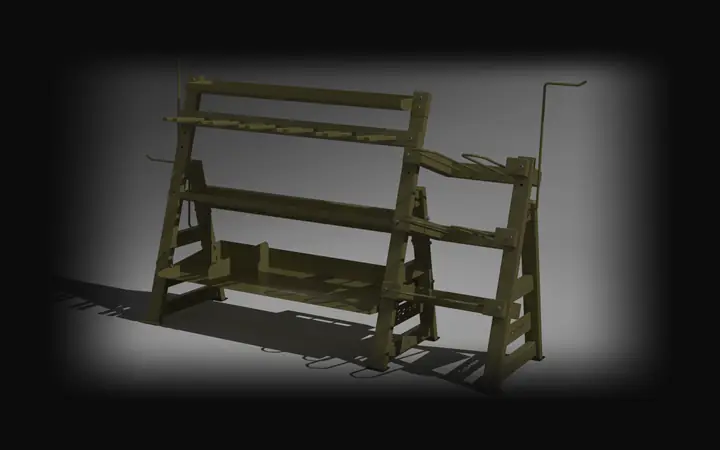 Stojak treningowy na sprzęt do ćwiczeń - wizualizacja 3D
