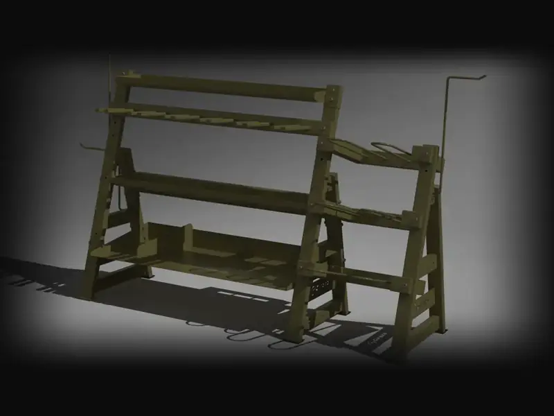 Stojak treningowy na sprzęt do ćwiczeń - wizualizacja 3D